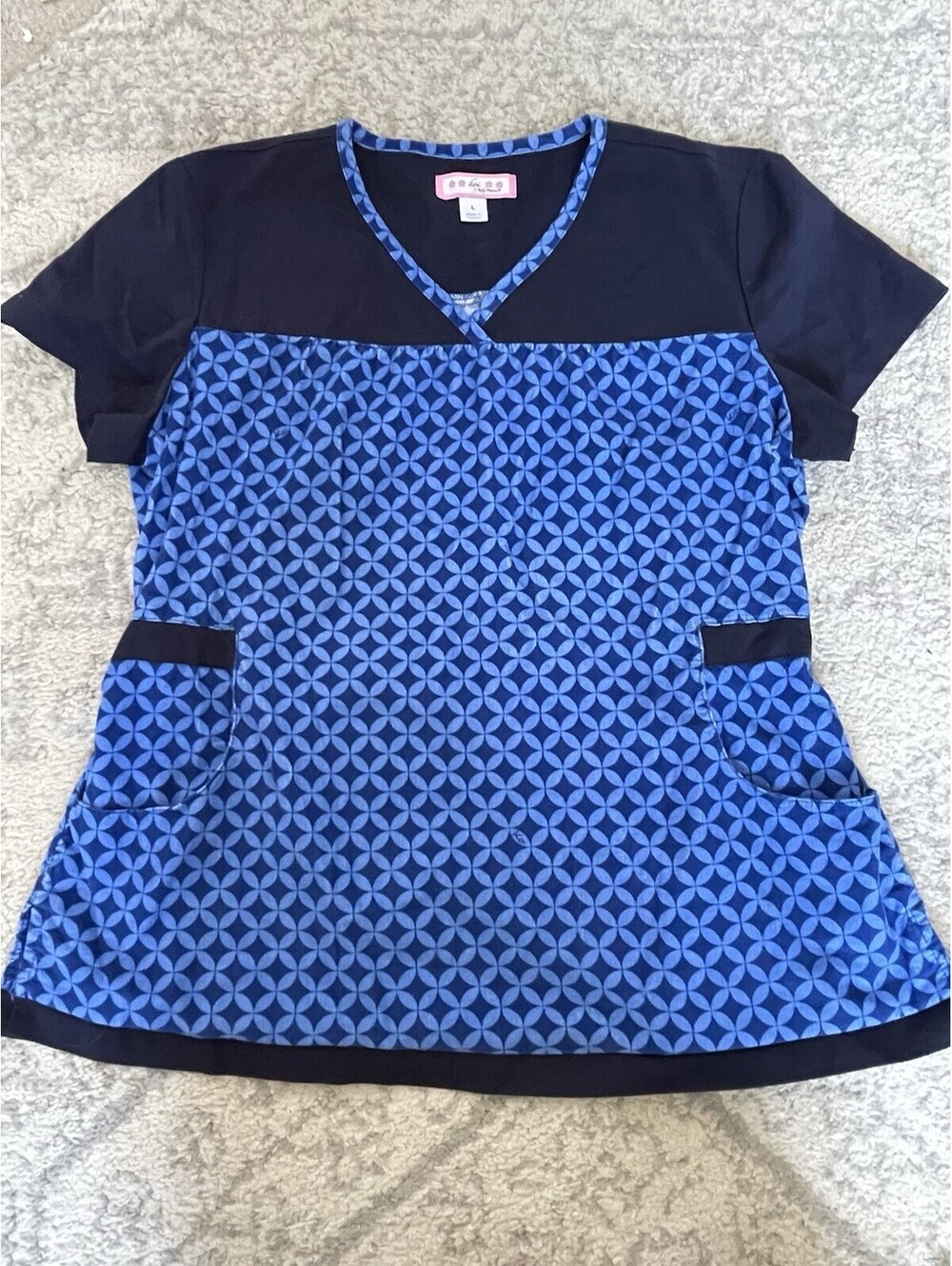 Koi Honeycomb Women’s Scrub Top Blues Size Large